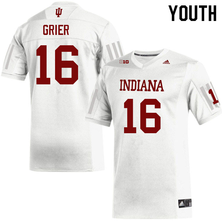 Youth #16 Jordan Grier Layne Indiana Hoosiers College Football Jerseys Sale-White